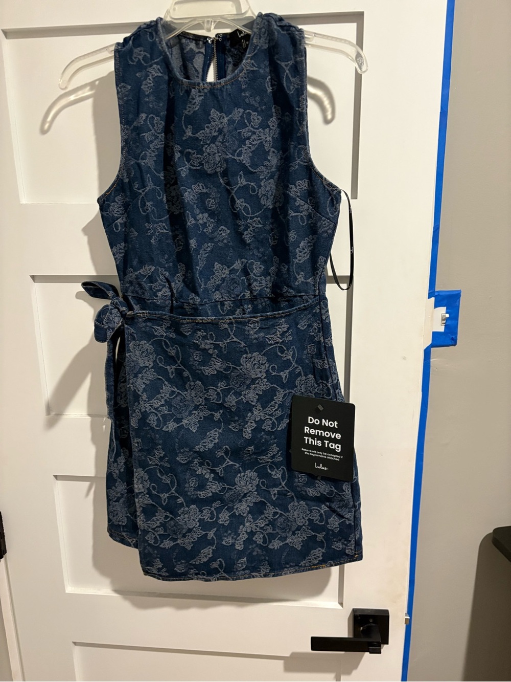 Lulu's Navy Floral Tie-Waist One-Piece Bodysuit